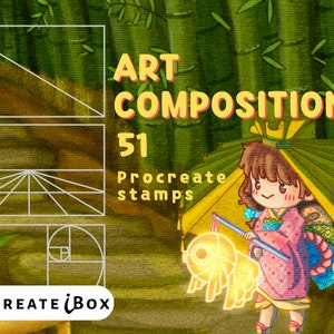 Art composition procreate brushes | 51 Procreate grid composition stamps | Procreate illustration guideline