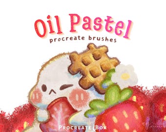 Procreate Oil Pastel Brush Set | Realistic Textured Brushes & Blenders | Color swatches