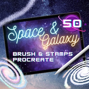 50 Space & Galaxy Pinsel und Stempel für Procreate, Procreate Galaxie Stempel, Nebula, Milchstraße, Stella, Star dust und Stars Pinsel