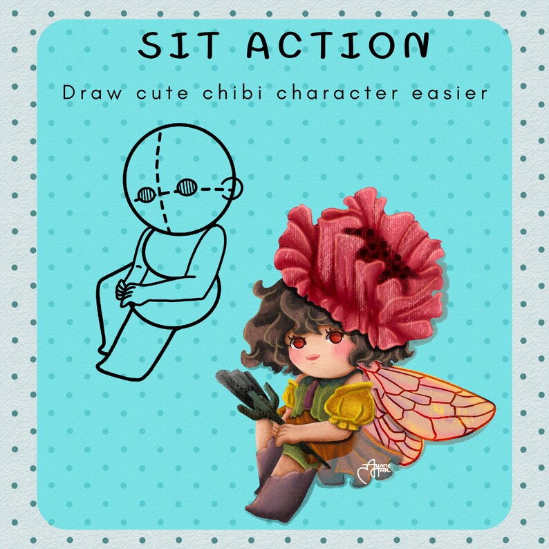 Chibi Figure Sit Pose Procreate Stamps Chibi Pose Anime | Etsy