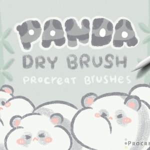 Pennelli asciutti Kawaii Procreate / Pennello asciutto Panda / Pennelli per texture granulare / Pennello per schizzi grezzi