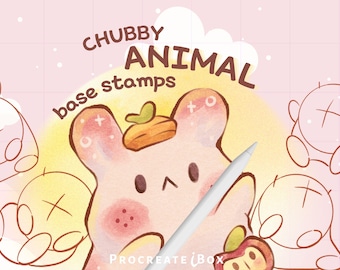 Kawaii-Tierkörper-Vorlagen für Procreate | 50 Maskottchen-Posen