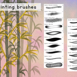 Procreate Watercolor Brush Set: Silk Painting with Gold Brushes ,PDF How to draw tutorial image 3