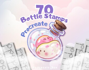 70 Bottle Potion Procreate Stamps | Hand Drawn Cozy Line Art Stamp Pack | Digital Download