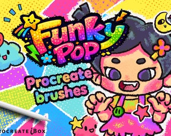 ファンキーなポップアート Procreate ブラシ | グランジ、インクテクスチャ (デジタルダウンロード)