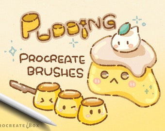 16 Pudding Procreate Brushes: Kawaii Illustration Brush Set