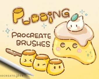 16 Pudding Procreate brushes | Procreate texture brushes | Cute illustration kawaii brush | illustration brush | Procreate doodle brushes