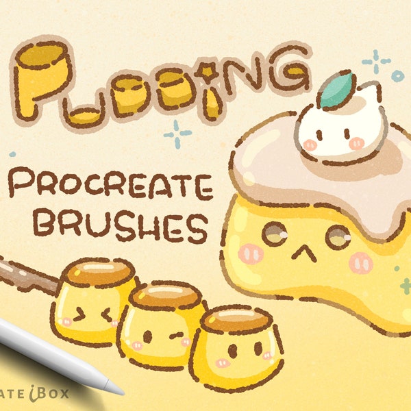 16 Pudding Procreate brushes | Procreate texture brushes | Cute illustration kawaii brush | illustration brush | Procreate doodle brushes