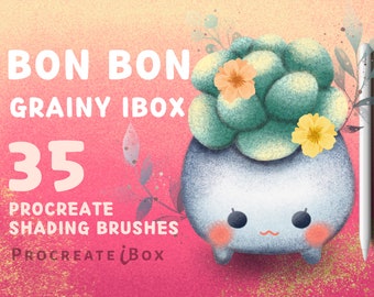 Procreate shading brushes | 35 Procreate texture and grain brushes | Bon Bon Grainy iBox Procreate brush set