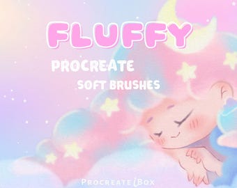 23 Fluffy iBox Procreate Brushes: Soft Anime Texture, Smooth brushes for Kawaii art