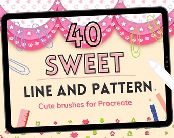 Kawaii Procreate Brush Set | Line & Pattern Brushes (Digital Download)