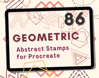 86 Geometric Abstract 3D Stamps: Procreate Simple Shape Brushes