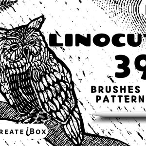 Procreate linocut brushes | Linocut pattern brushes | 39 Procreate brushes | Linocut iBox