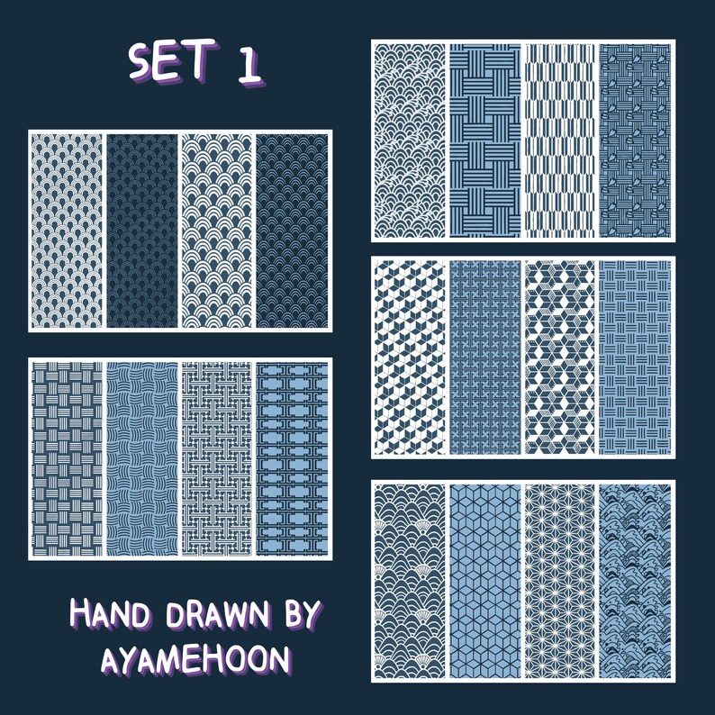 80 Japanese Pattern Procreate Brushes: Manga Pattern Brush Bundle 4 ...