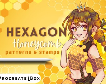 Honeycomb Procreate Brushes: Hexagon Pattern Stamps
