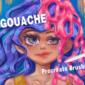 Gouache Procreate Brush Set: Texture & Watercolor with canvas