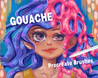 Gouache Procreate Brush Set: Texture & Watercolor with canvas