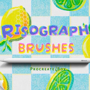 Pincéis de textura Risograph Procreate | Pacote de pincéis Risograph Procreate | Pincéis de meio-tom com cor Riso Art