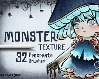 Monster Texture Procreate Brushes: Cartoon Illustration Brush Set