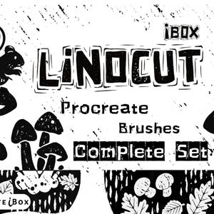 161 Linocut Procreate Brush Set | Linocut brushes & Patterns for Authentic Lino Print Art | Linocut iBox