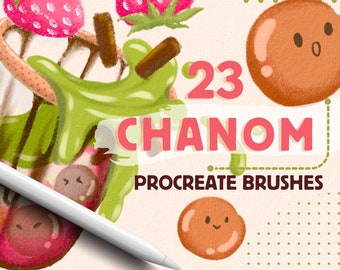 23種類のChanom Kawaii Procreateブラシ｜テクスチャ、スタンプ（デジタルダウンロード）
