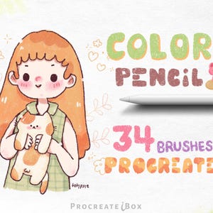 34 Colored pencil Procreate brushes | Pencils sketch | Color palettes | Digital download