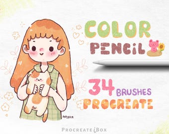 34 Procreate-Pinsel für Buntstifte | Bleistiftskizzen | Farbpaletten | Digitaler Download