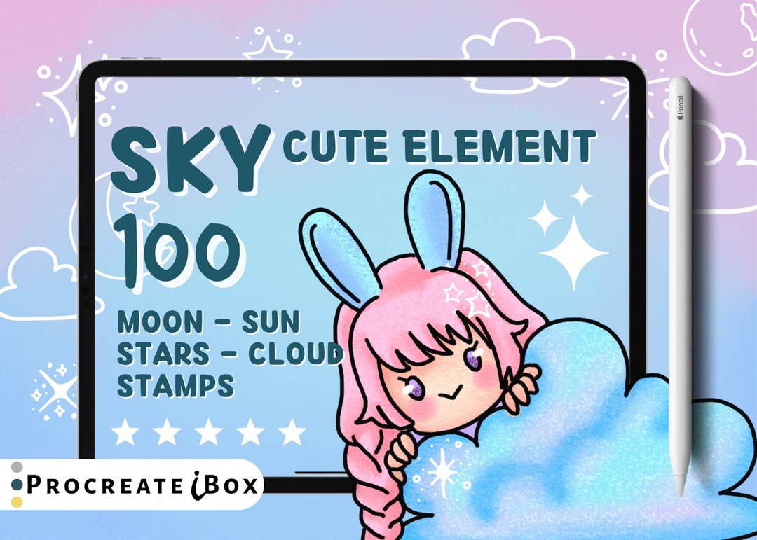 Sky Procreate Stamps | 100 Moon, Stars, Cloud Brushes (digital Brush - Etsy