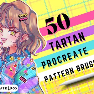 Tartan procreate brushes | 50 Seamless patterns | Procreate clothing tartan pattern | Procreate fashion vintage brushes