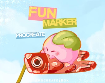 Fun Marker Procreate Brush Pack with Drawing Tutorial and Color swatches