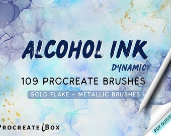 109 Dynamic Alcohol Ink Procreate Brushes: Fluid Art (PDF Guideline)