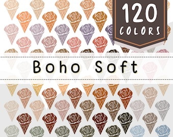 120 Boho Soft Color Palette for Procreate: Muted colors, Earth tone palette