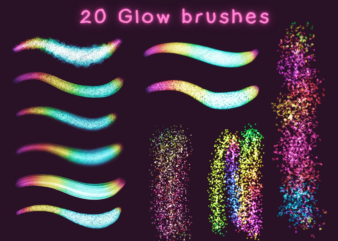 20 Procreate Rainbow Glitter Texture Brushes Rainbow Brushes Etsy