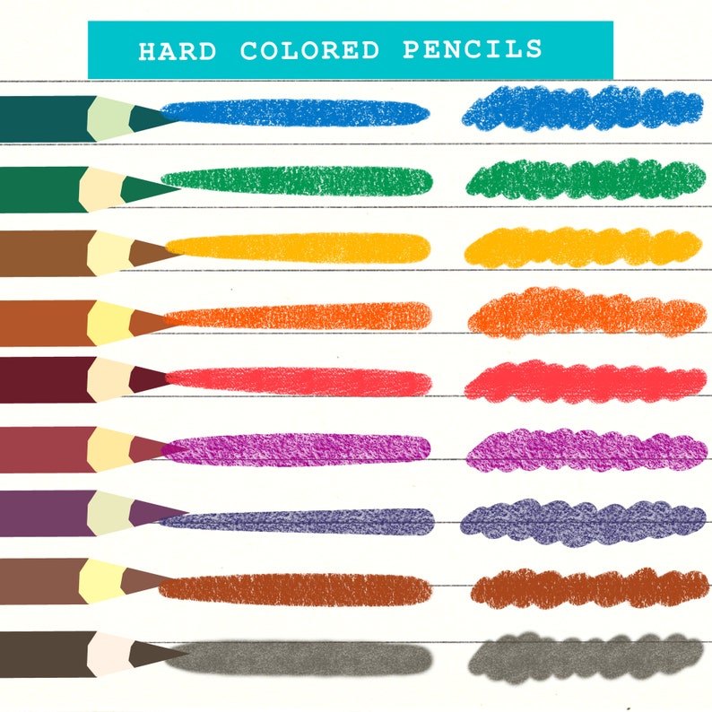 34 Colored Pencil Procreate Brushes Pencils Sketch Pencil Etsy