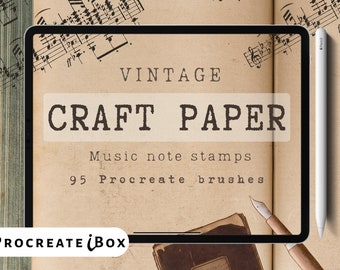 Craft paper procreate brushes | Procreate vintage brushes | Vintage stamps | Procreate paper texture | 95 Procreate brushes