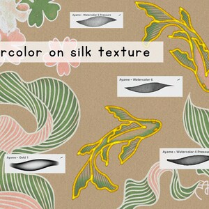 Procreate Watercolor Brush Set: Silk Painting with Gold Brushes ,PDF How to draw tutorial image 7