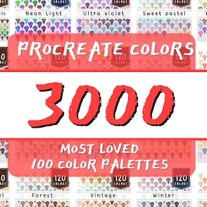 3000 Procreate Color Palette Bundle: Most loved color swatches