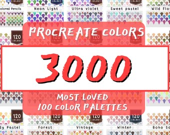 3000 Procreate Color Palette Bundle: Most loved color swatches