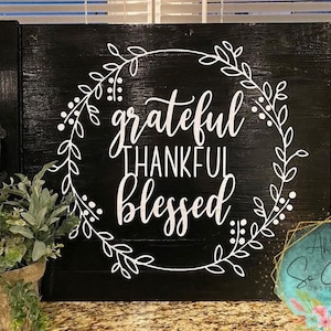 Grateful Thankful Blesses Stove Top Cover / Wood stove cover / noodle board / RUSTIC Wood Stove Top Cover