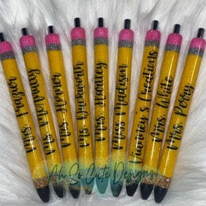 Teachers gifts personalized Epoxy Refillable pencil pens kids school  supplies !!