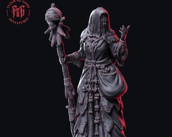 Cursed Witch | 28-75mm Resin Mini | 14K Resin Print at 20µm | Tabletop RPG, D&D Model | Flesh of Gods