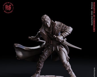 Human Rogue | 28-75mm Resin Mini | 14K Resin Print at 20µm | Tabletop RPG, D&D Model | Flesh of Gods