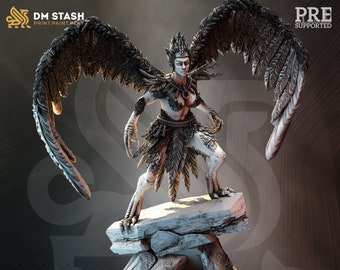 Kiziri - Queen of the Harpies | 32mm / 28mm / 75mm | Ideal for Tabletop RPGs | Dungeons and Dragons - Dm Stash