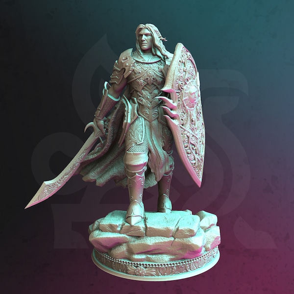 Yinsylim the Paladin of Erdrydion | 32mm / 28mm / 75mm | Ideal for Tabletop RPGs | Dungeons and Dragons - Dm Stash