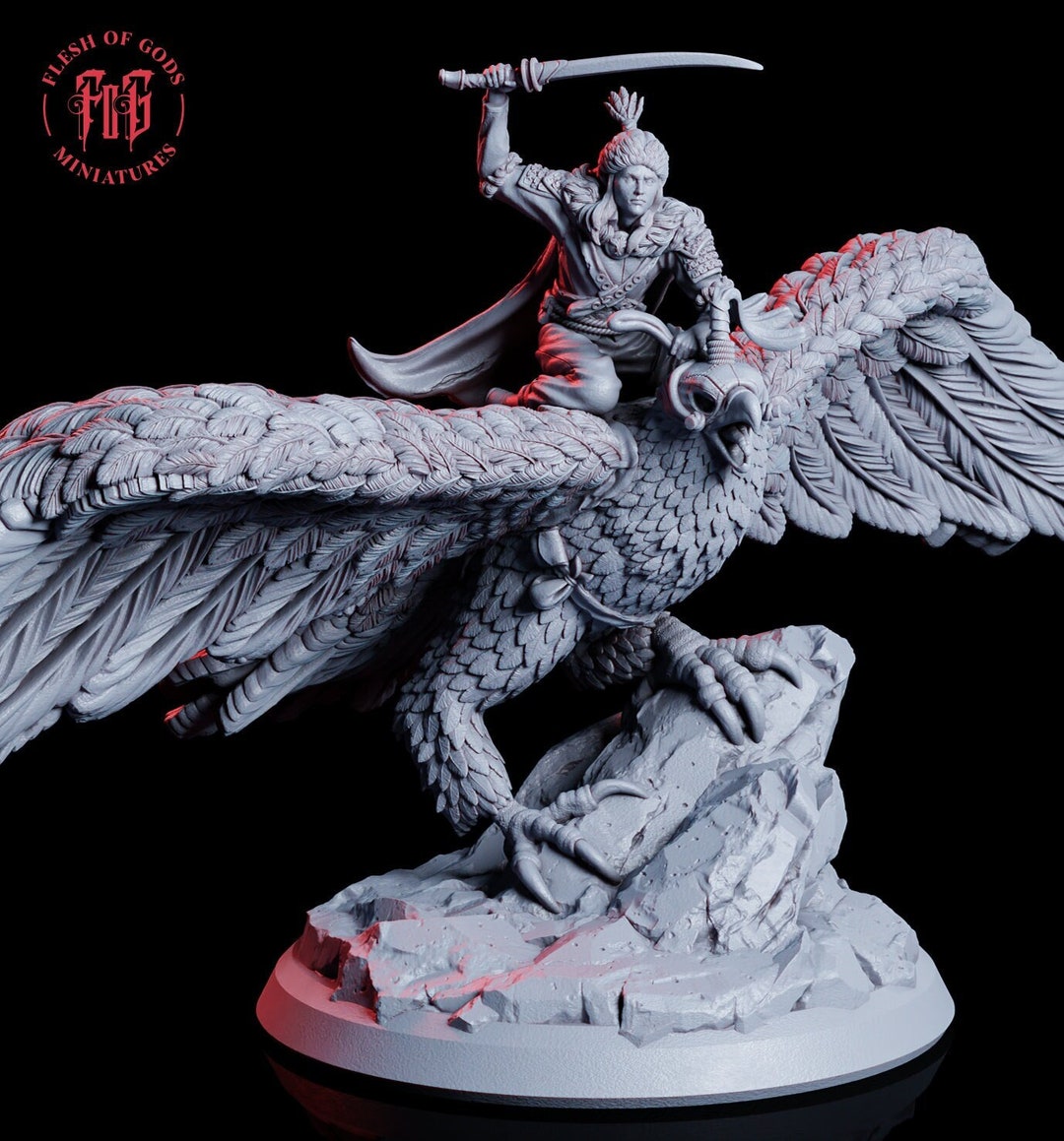 Highland Elf Eagle Rider | Premium Resin DND Miniature | Hand Cleaned ...