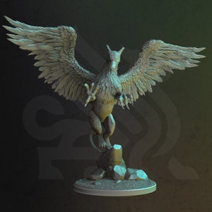 Thyralmir Moon Griffin Miniature: 3D Printed Resin RPG Model