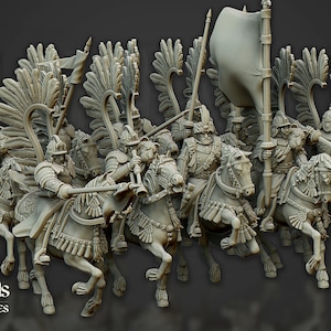 Winged Hussars 32mm / 28mm Ideal for Tabletop RPGs Dungeons and Dragons Highlands Miniatures image 1