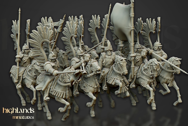 Winged Hussars 32mm / 28mm Ideal for Tabletop RPGs Dungeons and Dragons Highlands Miniatures image 1