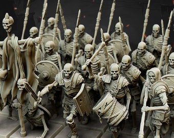 Skelett Miniaturen / Untote Speermänner | 32mm / 28mm | Ideal für Tabletop RPGs | Dungeons and Dragons - Highlands Miniatures