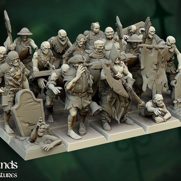 Zombie Horde | 32mm / 28mm | Ideal for Tabletop RPGs | Dungeons and Dragons - Highlands Miniatures